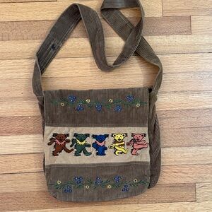 Gypsy Rose Brown corduroy Grateful Dead dancing bears messenger bag